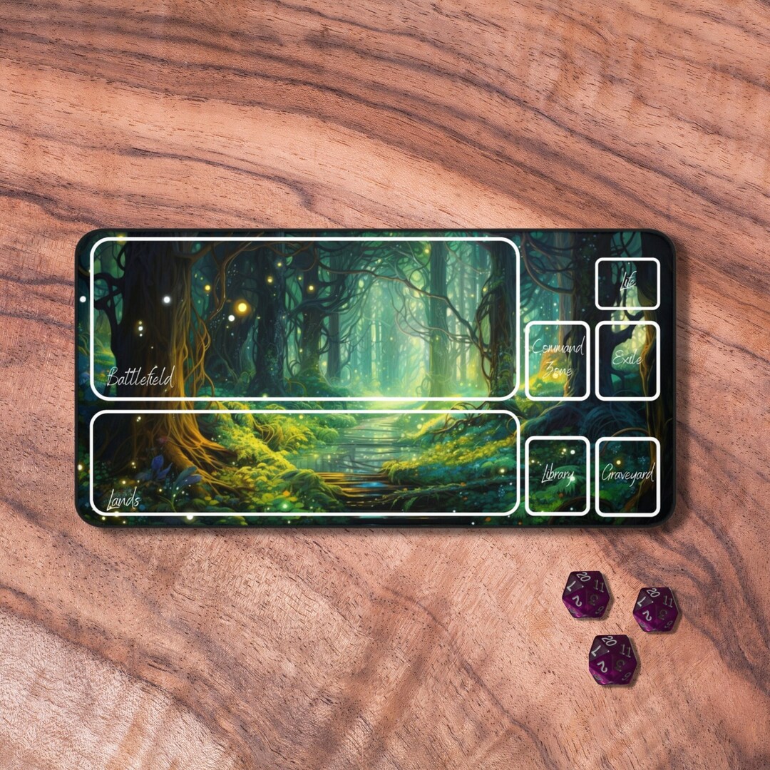 MTG Playmat Forest, MTG Playmat With Zones, Trading Card Game Play Mat