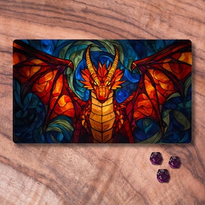 MTG-speelkleed draak, MTG-speelkleed, TCG-speelmat gebrandschilderd glas, neopreen kaartspeelkleed, cadeaus voor gamers