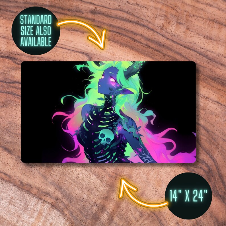 MTG Playmat With Zones or Without Zones, Neon Necromancer Card Playmat ...