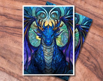 Stained Glass Dragon MTG Sleeves, Matte Finish TCG Card Protector