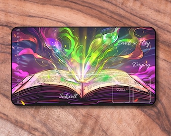 Lorcana Playmat with Zones, Spellbook Themed Card Playmat, Unofficial Lorcana Playmat, Gifts for Gamers