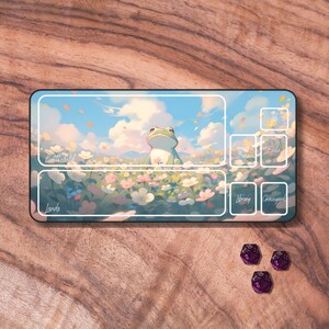 MTG-speelmat kikker, schattige MTG-speelmat met pastelthema, Lofi Frog TCG-speelmat, cadeaus voor gamers