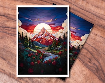 MTG Sleeves 100, Mountain Themed MTG Card Sleeve, Matte Finish TCG Card Sleeve Protector, Gifts for Gamers