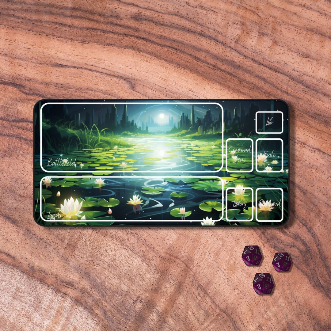 MTG Playmat Green, MTG Playmat With Zones, Trading Card Game Play Mat