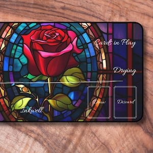 Lorcana Playmat with Zones, Beauty and the Beast themed Card Playmat, Unofficial Lorcana Playmat, Gifts for Gamers image 6