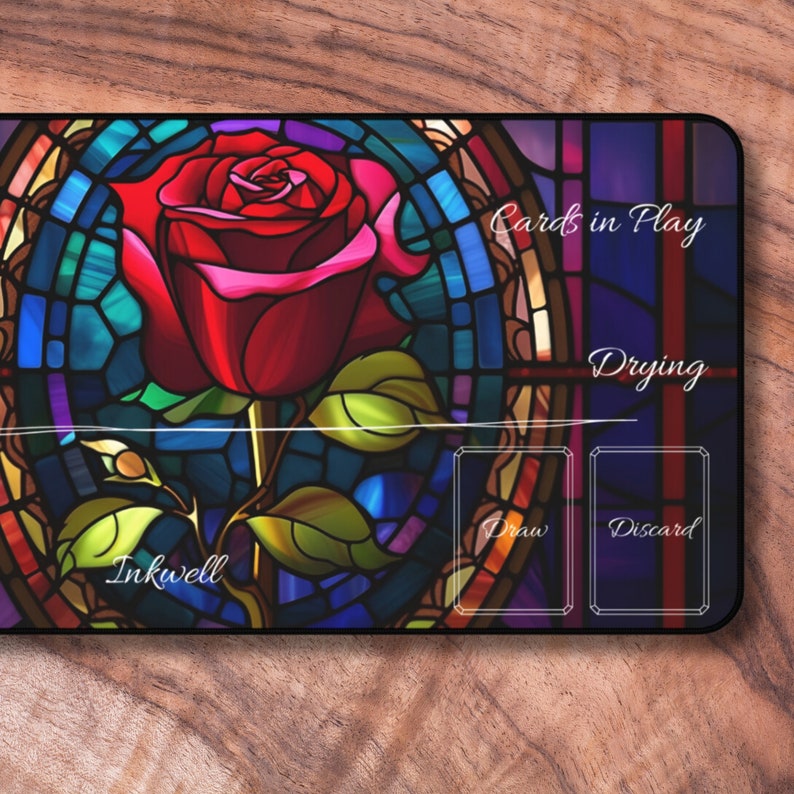 Lorcana Playmat with Zones, Beauty and the Beast themed Card Playmat, Unofficial Lorcana Playmat, Gifts for Gamers image 6