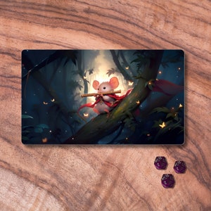MTG-speelmat met zones, Commander Mouse-thema MTG-speelmat, TCG-speelmat bosthema, cadeaus voor gamers