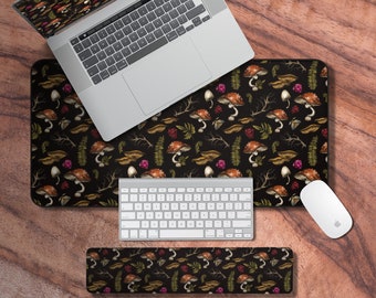Schreibtischmatte Witchy, Schreibtischmatte Dark Academia, Cottagecore Mauspad, Pilz Laptopmatte, Wicca Schreibtischdekoration, Geschenke für Pilzliebhaber