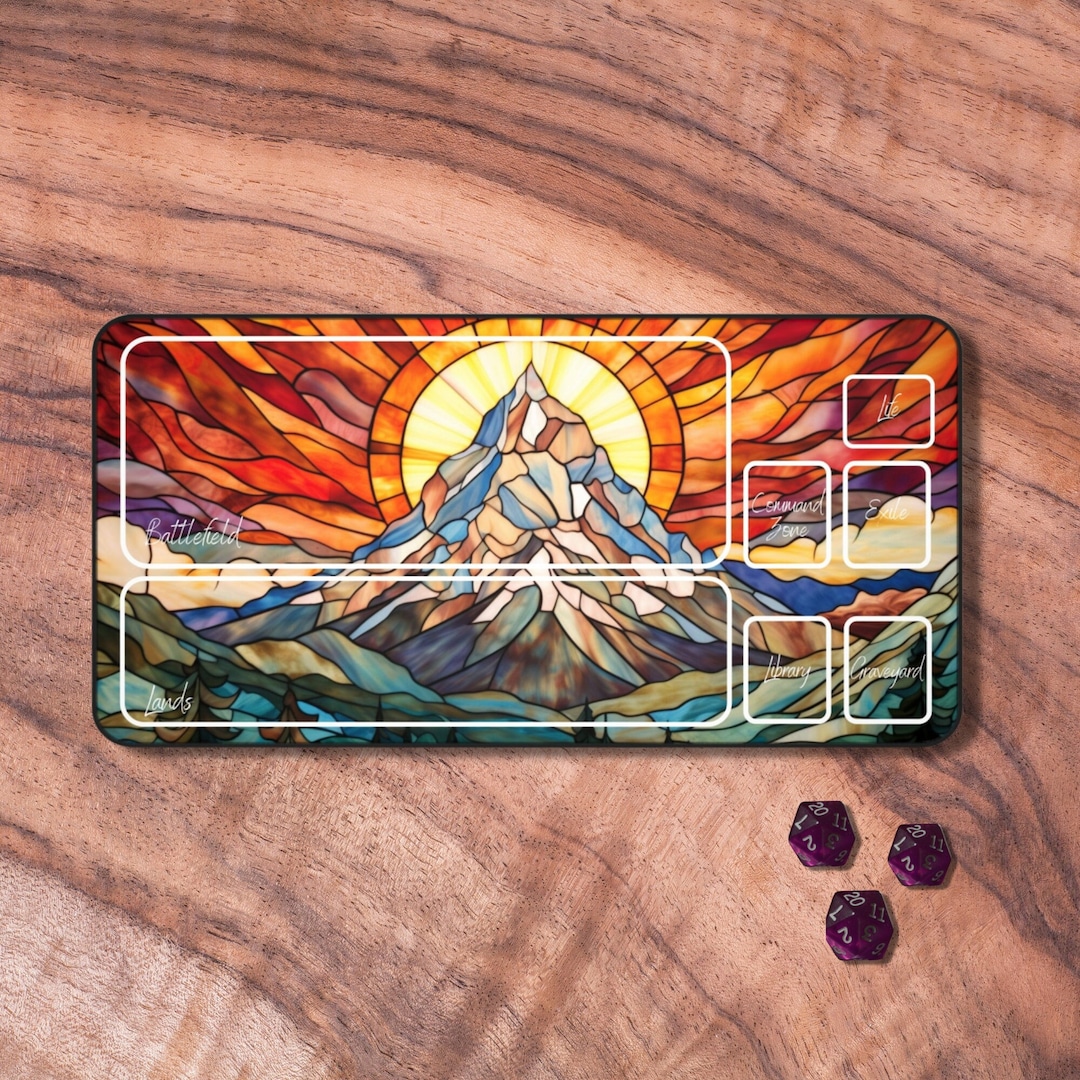 MTG Playmat Red MTG Playmat With Zones Mountain Themed Etsy