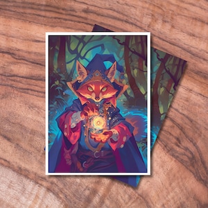 MTG Sleeves 100, protège-cartes TCG mat, pochettes pour cartes sur le thème du sorcier renard, pochettes pour cartes à collectionner, cadeaux pour gamers