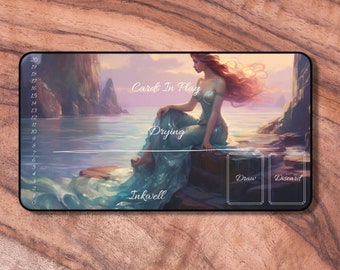 Lorcana Playmat with Zones, Mermaid Themed TCG Playmat for Lorcana, Lorcana Accessoires, Unofficial Lorcana Playmat