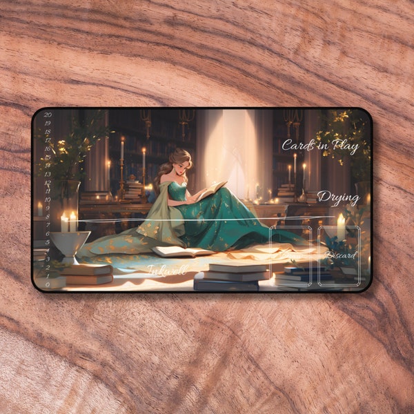 Lorcana Playmat with Zones, Bookish Princess Themed TCG Playmat, Unofficial Lorcana Playmat, Gifts for Gamers