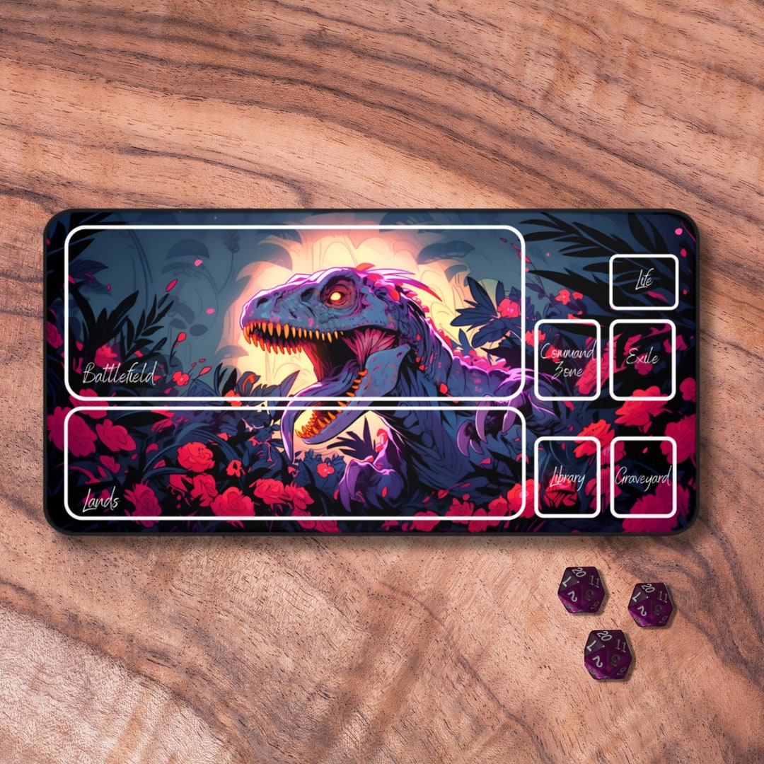 MTG Playmat With Zones, MTG Playmat Dinosaur, Unofficial MTG Playmat