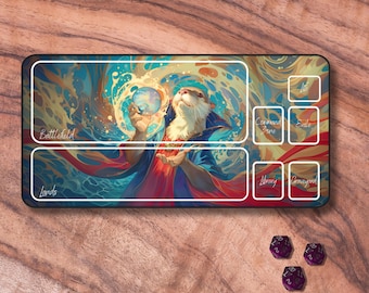 MTG Playmat with Zones, Otter Sorcerer Themed TCG Playmat, Unofficial MTG Playmat, Trading Card Game Accessories, Gifts for Gamers