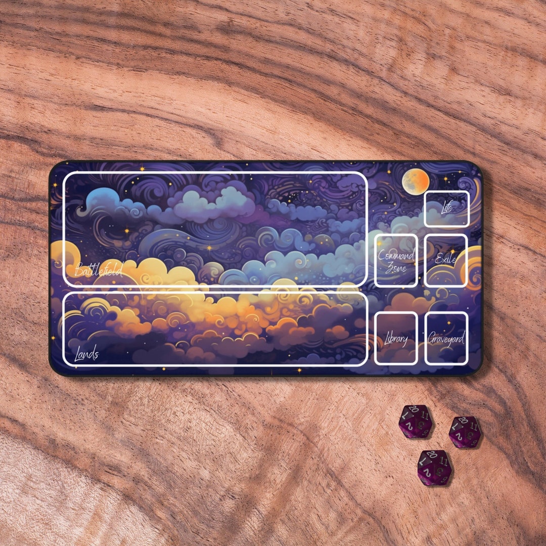 MTG Playmat With Zones, MTG Playmat Blue, Trading Card Play Mat, MTG