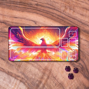 Tapis de jeu MTG Phoenix, tapis de jeu MTG avec zones, très grand tapis de jeu pour jeu de cartes à collectionner, accessoires MTG, tapis de jeu en néoprène, cadeaux pour les joueurs