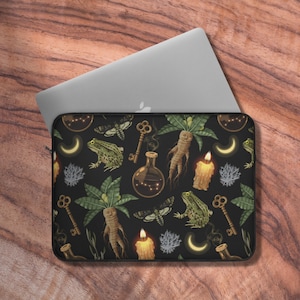 Laptop Sleeve for Macbook 14 inch, Dark Academia Themed Computer Case, Ipad Sleeve 12 inch, Witchy Tech Accessories