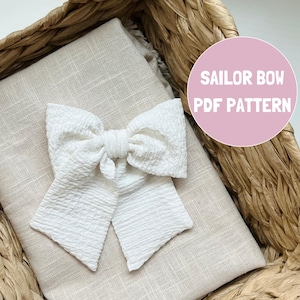 Sailor hair bow pdf pattern, sewing pattern, hair bows for girls pattern, diy hair bows