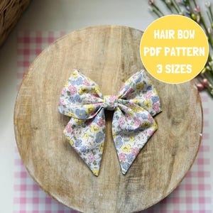 Hair bow sewing pattern, hair bow pattern, 3 sizes PDF pattern, baby hair bow pattern, DIY hair bow, sewing pattern.
