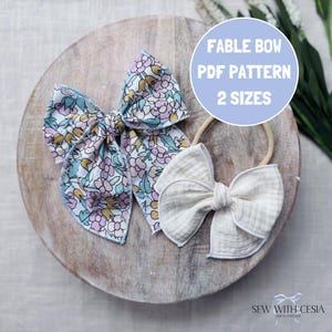 Fable bow sewing pattern, hair bow pattern, 2 sizes PDF pattern, baby hair bow pattern, DIY hair bow, sewing pattern