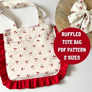 Kleine Einkaufstasche mit Rüschen, Schnittmuster pdf, Schnittmuster 2 Grössen, Schnittmuster pdf, Tasche pdf, Schnittmuster pdf, Schnittmuster eBook pdf.