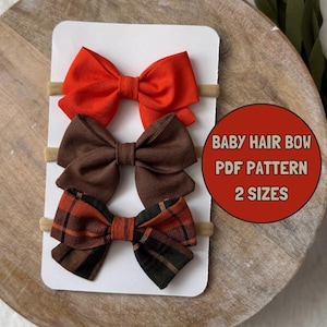 Baby hair bow sewing pattern, hair bow pattern, 2 sizes PDF pattern, baby hair bow pattern, DIY hair bow, sewing pattern.