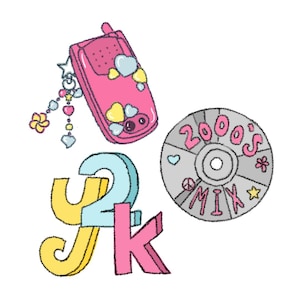 Y2K Sticker Pack - Nostalgic Collection, Fun 2000s Stickers