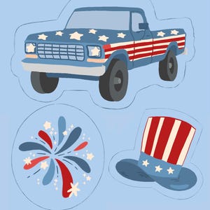 July 4th Sticker Pack - Independence Day, Fun Holiday Designs