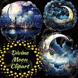 Fantasy  Dreamscape Moon Clipart, PNG format instant download for commercial use