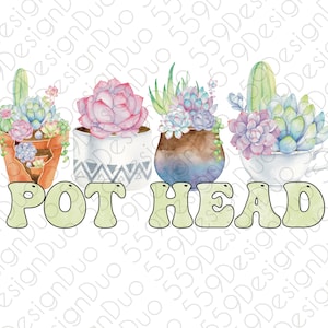 Pot head succulent png - plant lady succulent digital design for sublimation