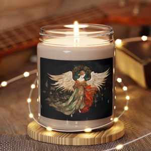 Beautiful Angel Scented Soy Candle Gift for Her Christmas Angel 9oz Jar Candle Eco Friendly Room Decor Gift Holiday Winter Yule Candle Gift