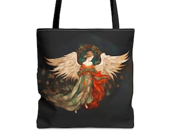 Angel Tote Bag Christmas Angel Travel Tote Bag Shopping Tote Angelic Wing Yule Holiday Large Women's Tote Bag Gift Angel Winter Gift for Her