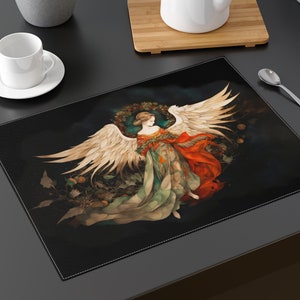 Angel Placemat Gift Christmas Angel Table Linen Accent Piece Angelic Wings Yule Holiday Placemat Angel Winter Home Dining Decor Gift for Her