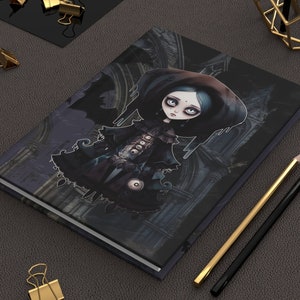 Whimsigoth Witchy Journal Gift for Her Victorian Vintage Cat Blank Hard Cover Notebook Dark Fantasy Dream Diary Halloween Samhain Gift 6&quot;x8&quot;