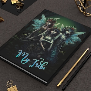 Fantasy Fairies Hardcover Journal Gift for Her Magical Dark Forest Fairies Hard Cover Journal Enchanted Forest Fairy Tribe Lined Notebook