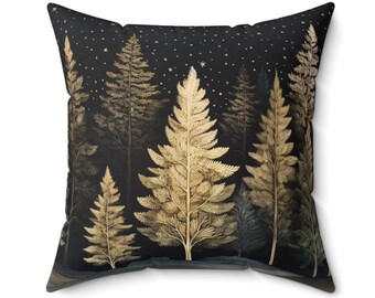 Winter Forest Throw Pillow Gift Whimsical Vintage Art Fall Trees Decorative Throw Cushion Gift Dark Forest Winter Holiday Home Decor Gift