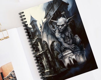 Gargoyle Soft Cover Journal Gift for Halloween Gothic Samhain Dream Diary Fantasy Creature Gargoyle Diary Magical Mythical Spooky Gift 6x8