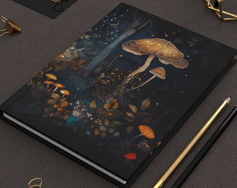 Enchanted Forest Mushrooms Hard Cover Journal Magical Fairy Lights Dream Diary Fall Woodlands Aesthetics Gift Journal Fantasy Mushroom 6&quot;x8&quot;