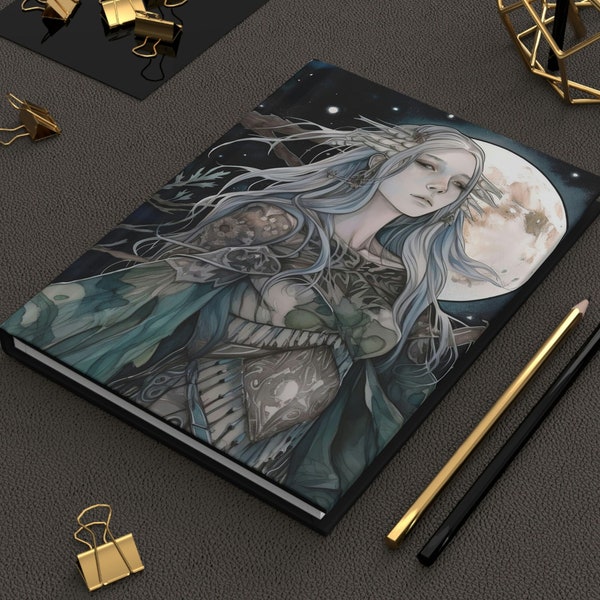 Enchanted Forest Night Elf Hardcover Journal Gift for Her Notebook Diary Fantasy Moon Dark Fae Elven Dream Journal Gift Druid Witchy Magical