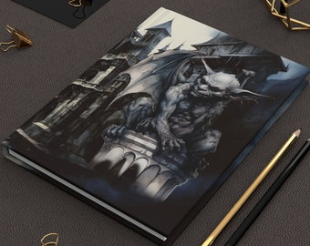 Gargoyle Hard Cover Journal Gift for Halloween Gothic Samhain Dream Journal Fantasy Creature Gargoyle Diary Magical Mythical Spooky Gift 6x8
