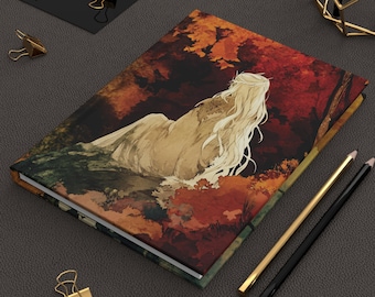 Magical Fall Fae Journal Gift for Her Hard Cover Journal Fantasy Elf Autumn Forest Lined Journal Dream Diary Gift Enchanted Forest Diary 6x8