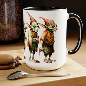 Goblin Mug for Halloween Gift Friendly Goblins Gift Mug Goblincore Monster Halloween 15oz Two Tone Ceramic Coffee Mug Spooky Goblins Tea Mug