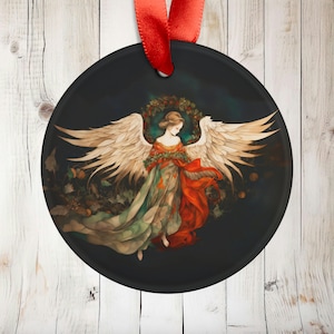 Angel Ornament Gift Christmas Angel Acrylic Tree Ornament Angelic Wings Wreath Halo Holiday Ornament Angel Winter Decoration Gift for Her