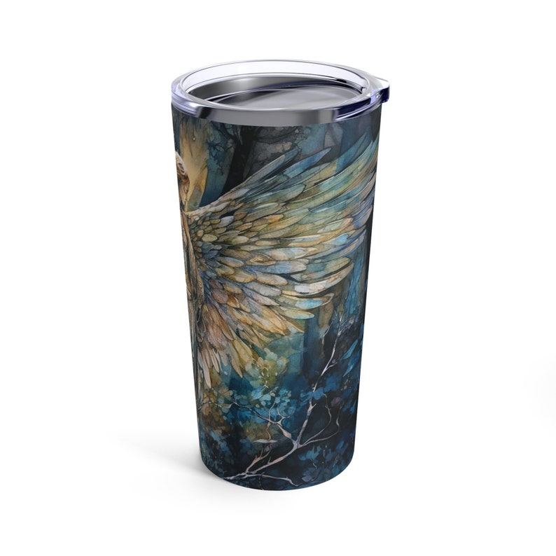 Enchanted Forest Angel Tumbler Gift Angel In The Woods 20oz Tumbler Guardian Angel Wings Gift for Her Angelic Travel Insulated Tumbler Gift image 4