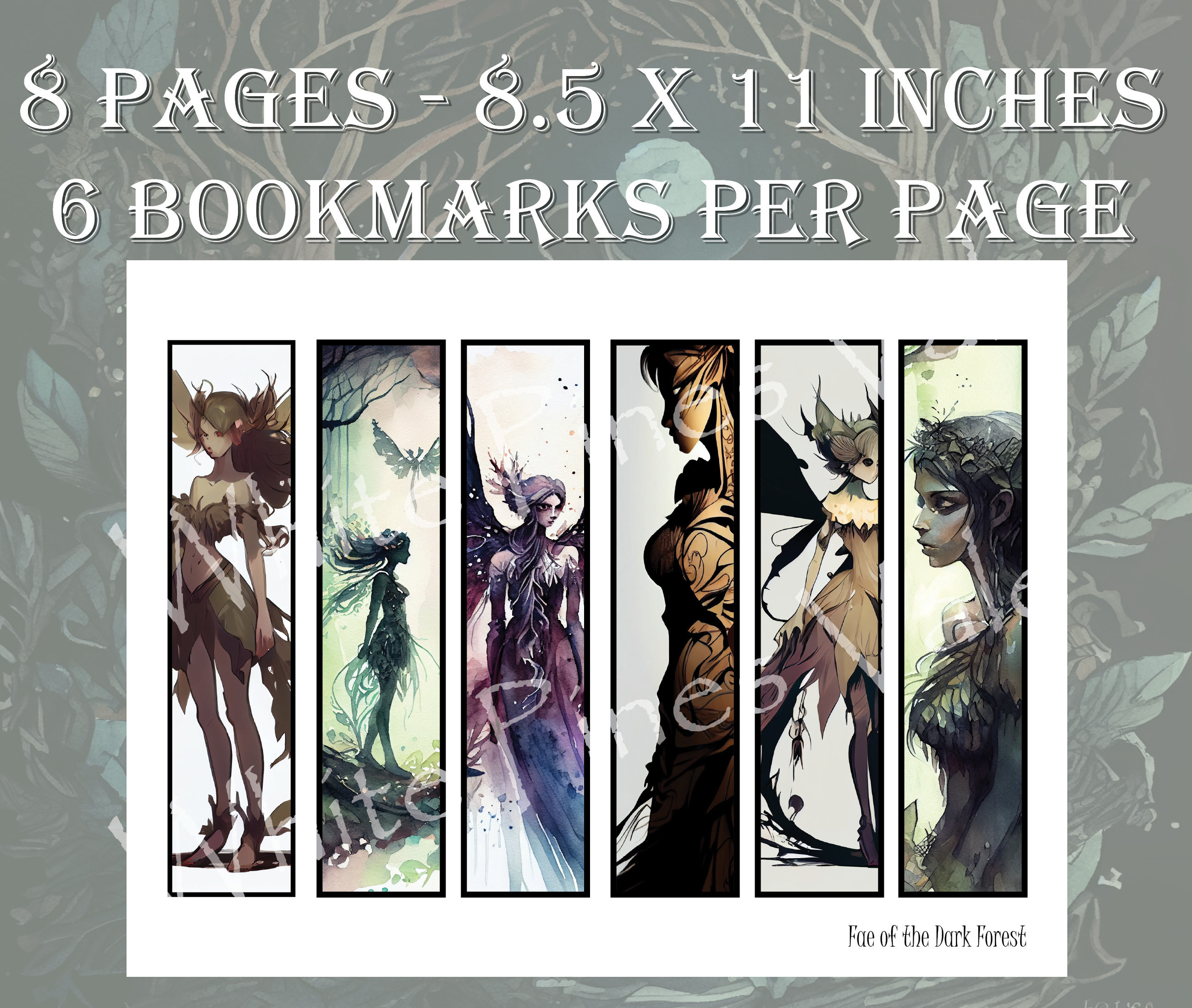 Printable Bookmarks Dark Enchanted Forest Fae Digital Download ...