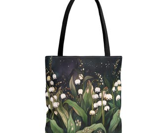 Bolso tote Lily of the Valley / Estampado floral Night Forest
