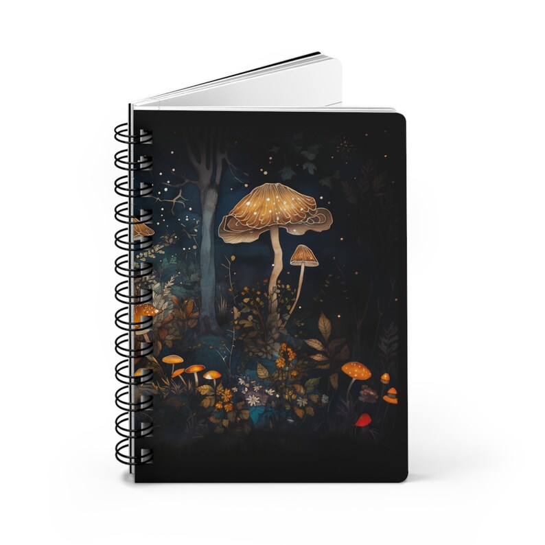 Enchanted Forest Mushroom Soft Cover Journal Magical Spiral Notebook Dream Diary Fall Woodlands Aesthetics Gift Journal Fantasy Mushroom 5x7 image 6