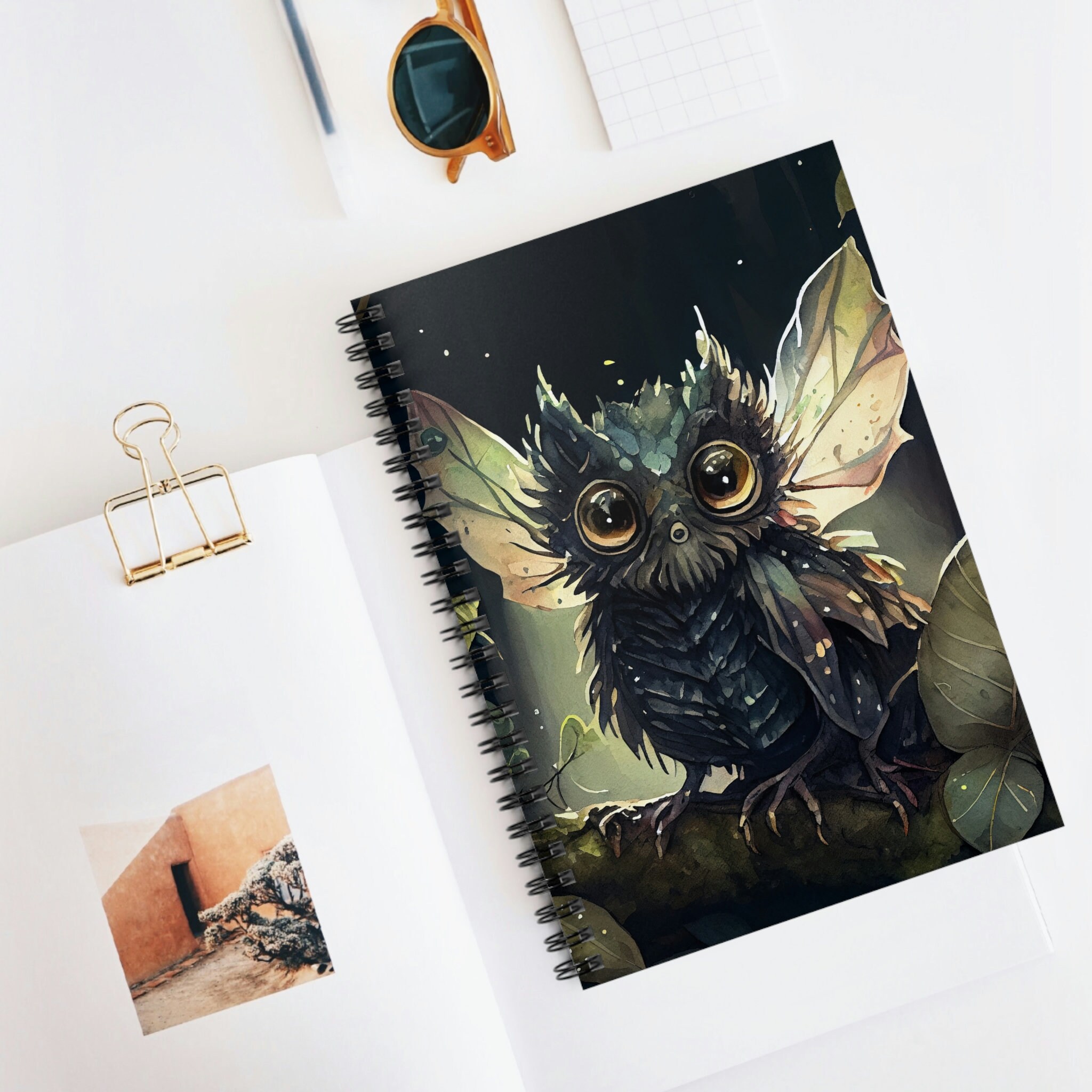 Dark Forest Owl Creature Notebook Small Fantasy Creature Soft Cover Notebook Woodlands Cute Owl Crea