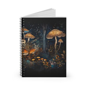 Enchanted Forest Mushroom Soft Cover Journal Magical Spiral Notebook Dream Diary Fall Woodlands Aesthetics Gift Journal Fantasy Mushroom 6x8 zdjęcie 3