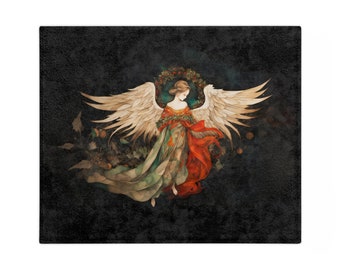 Angel Velveteen Minky Blanket Christmas Angel Soft Minky Throw Blanket Angelic Wing Yule Holiday Cozy Blanket Gift Angel Winter Gift for Her
